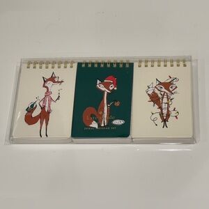 Kate Spade Festive Foxes 3x Spiral Notepad Set Holiday Christmas Winter
